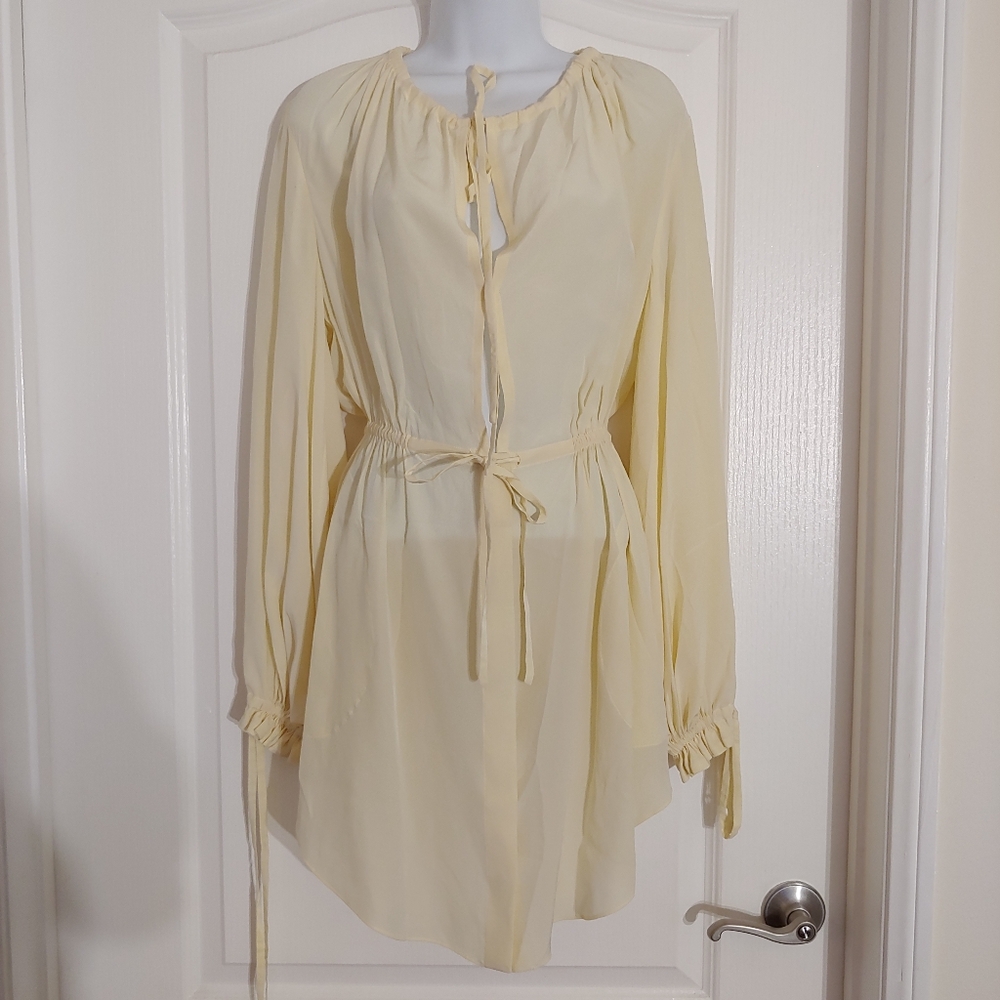 alexander mcqueen Women's Shirt Dress Cream EU 46 US 12 100% Silk